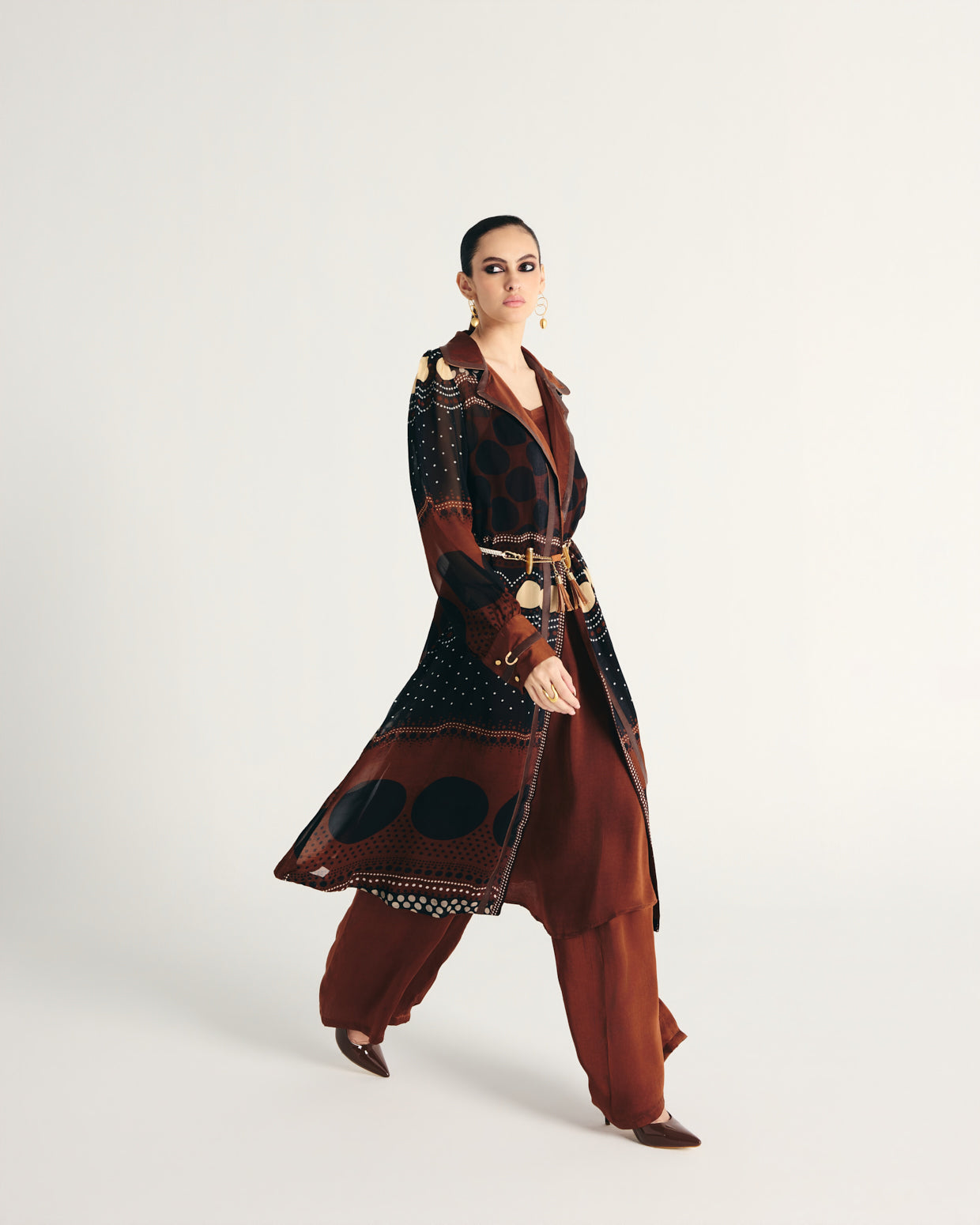 RUWAIDA TRENCH COAT SET-3 PCS