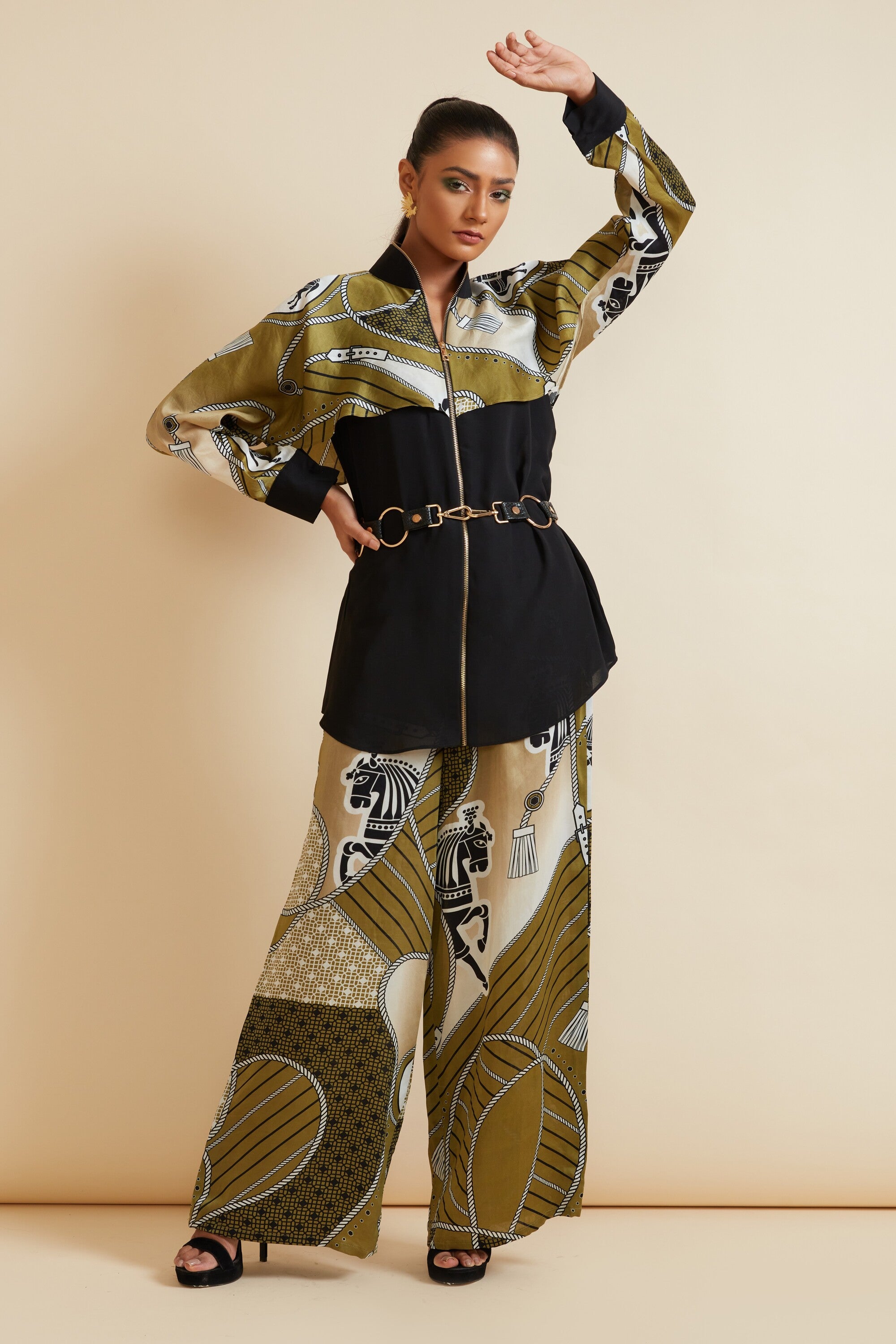 Premium Zer Olive Green Bemberg Silk Fabric Shirt for Women
