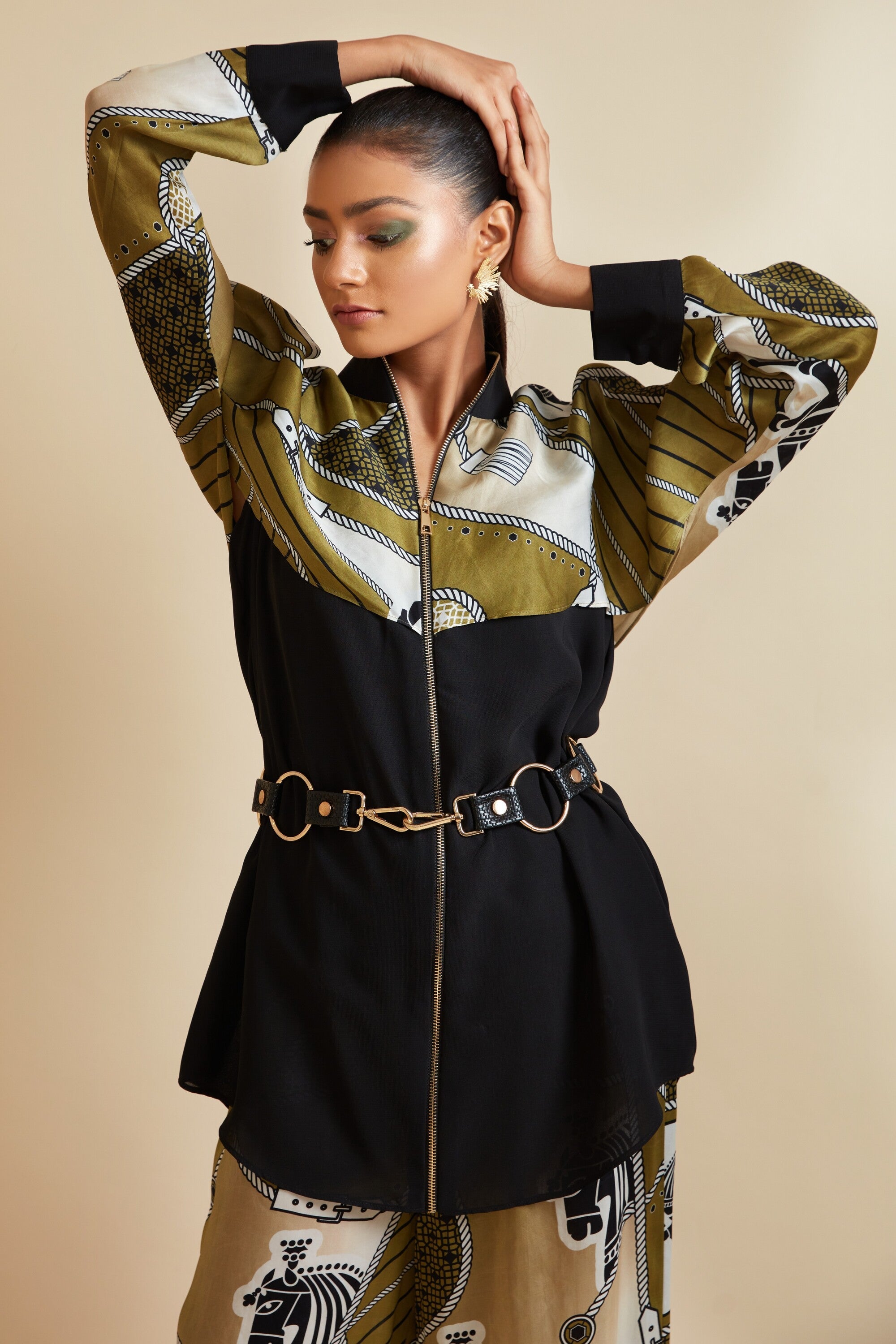 Premium Zer Olive Green Bemberg Silk Fabric Shirt for Women