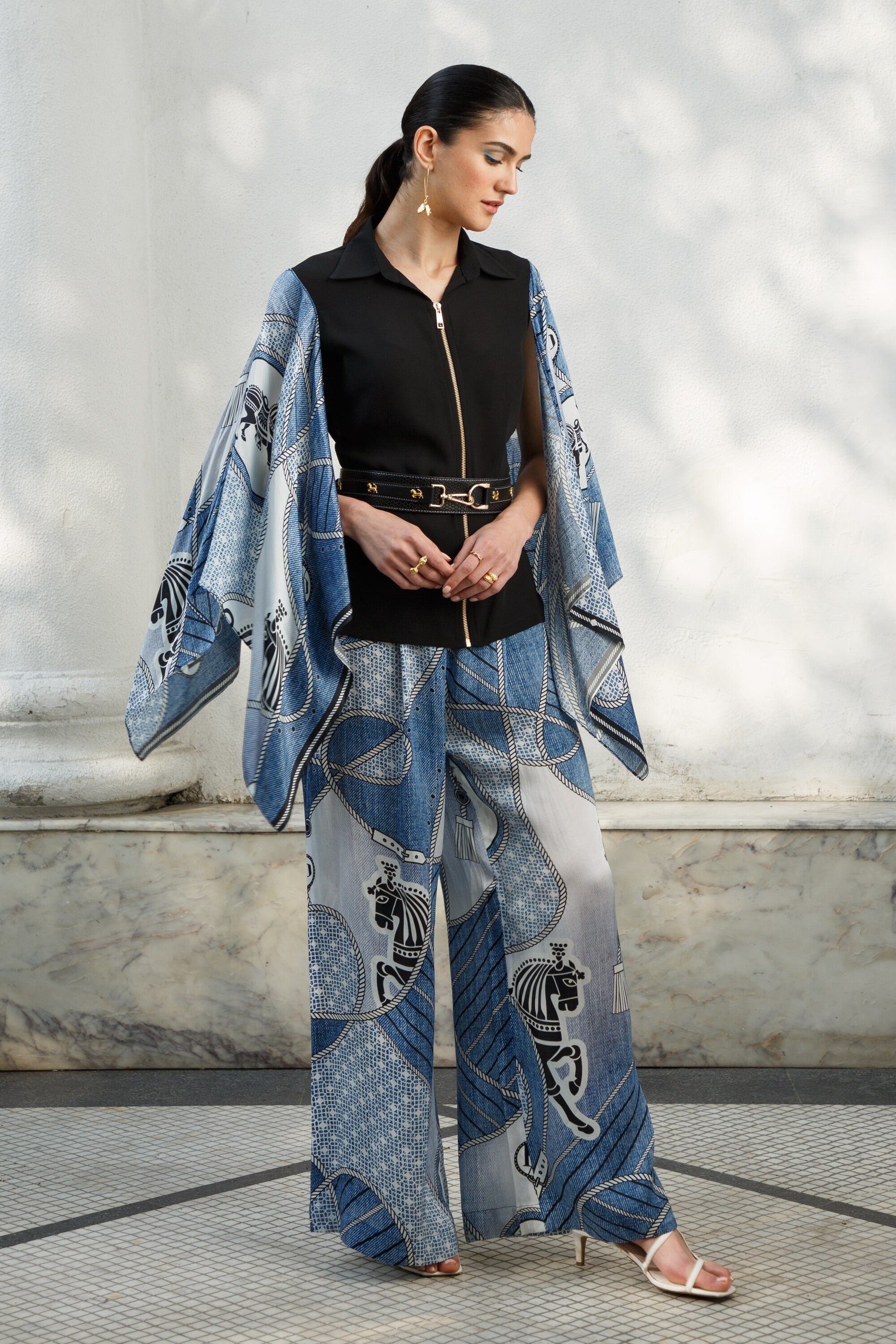 Premium Denim Blue Designer Tops For Women