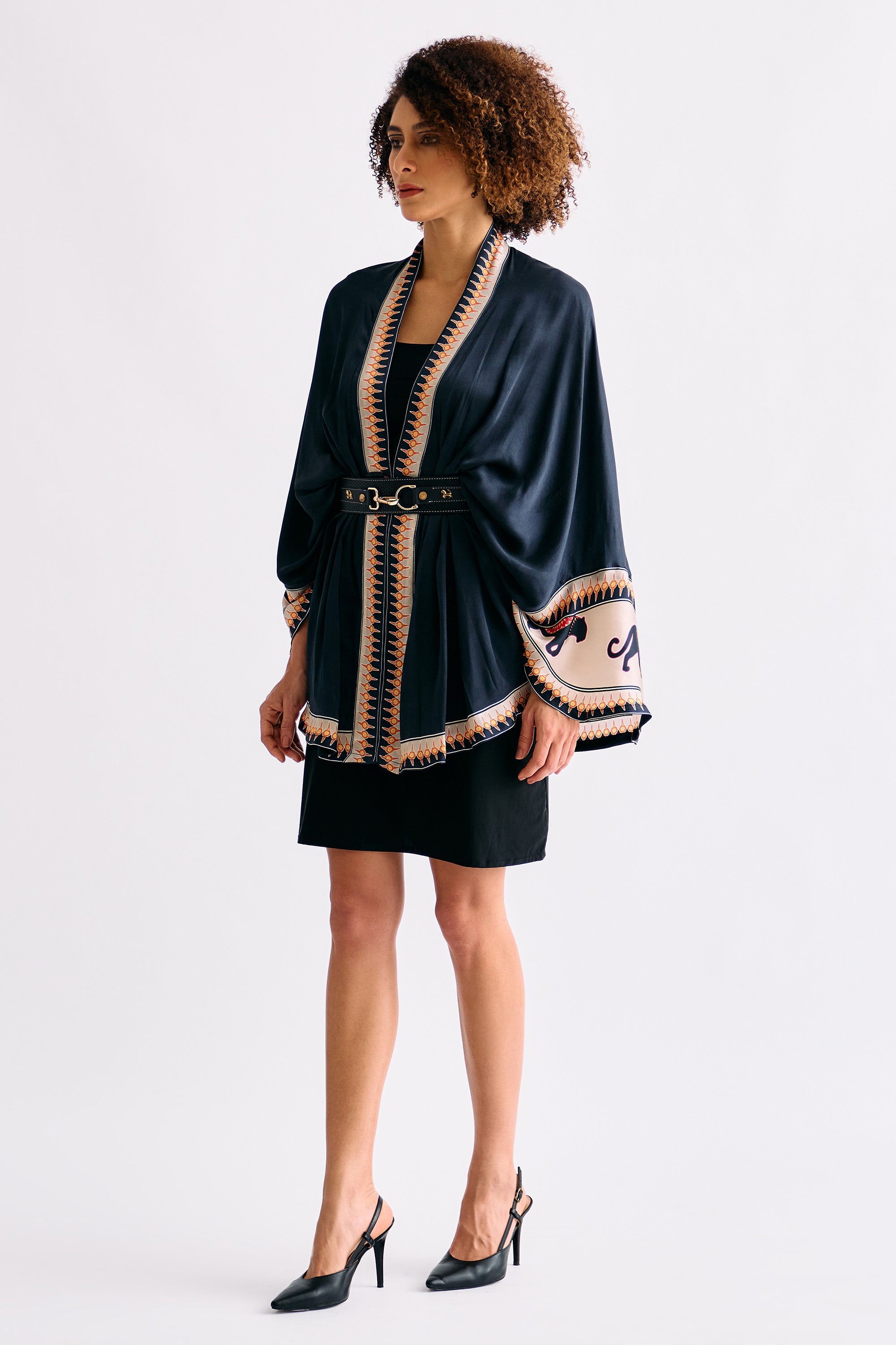 Black Print designer capes for women