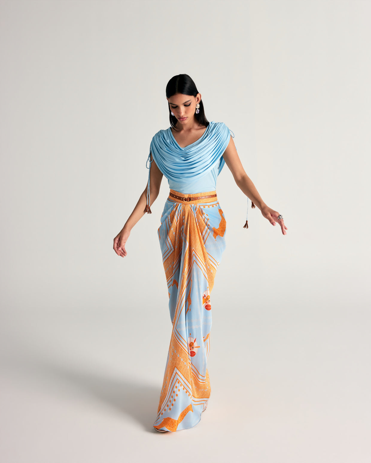 MAHRA DRAPE SKIRT SET