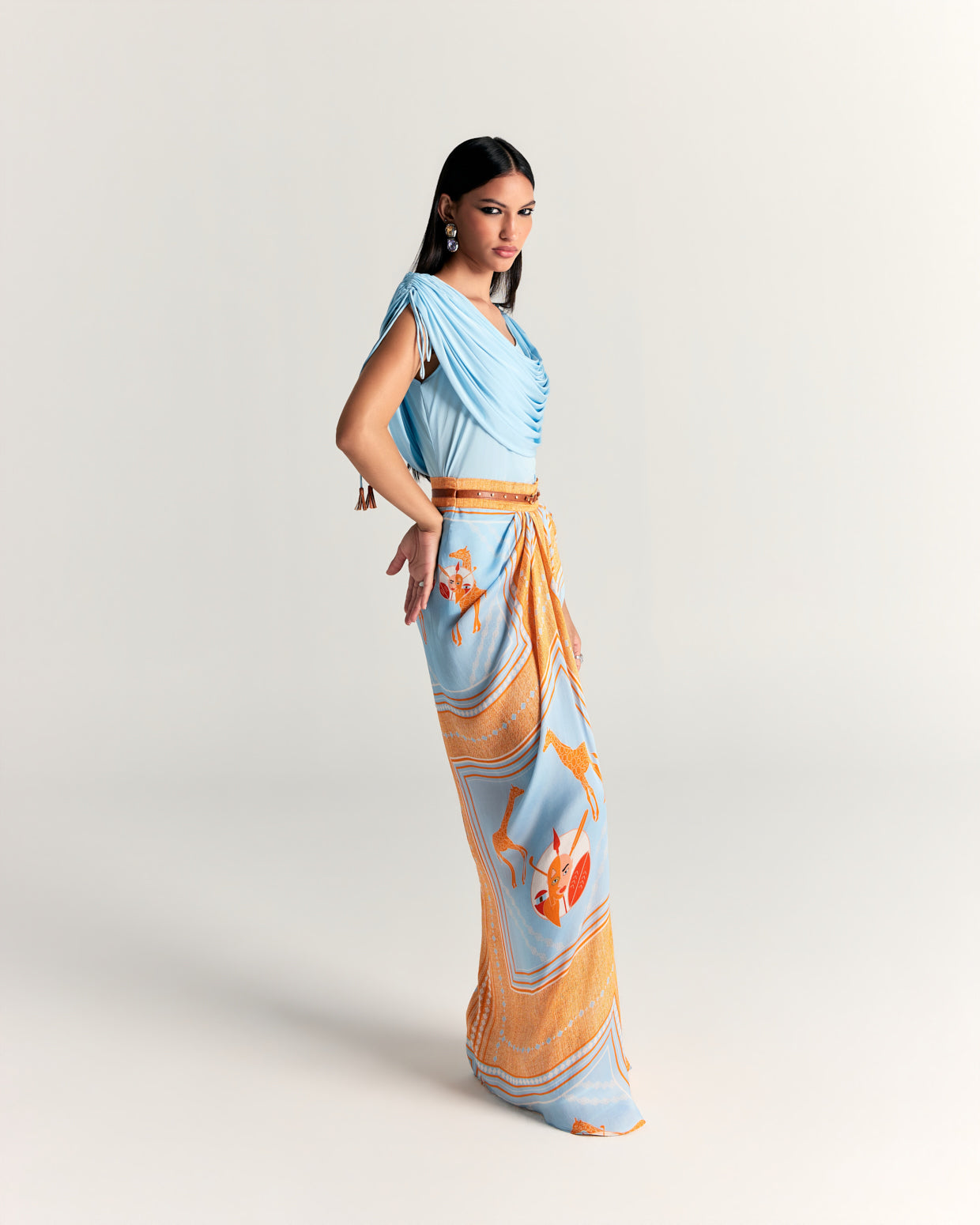 MAHRA DRAPE SKIRT SET